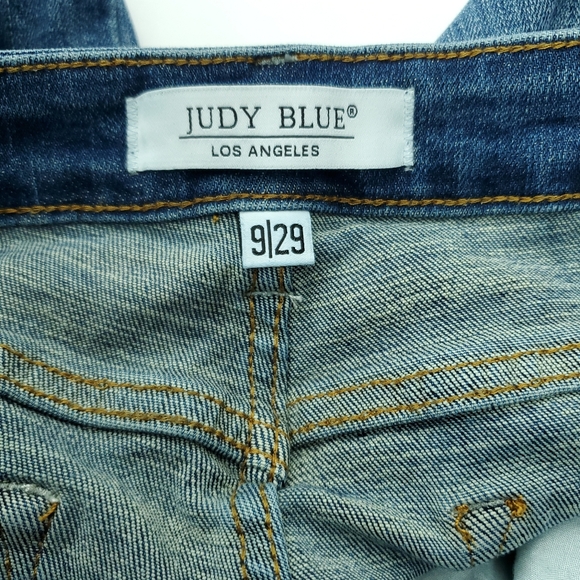 NWOT Judy Blue Womens Wide Leg Crop Stretchy Blue Jeans Raw Hem Size 9/29 - Picture 7 of 13